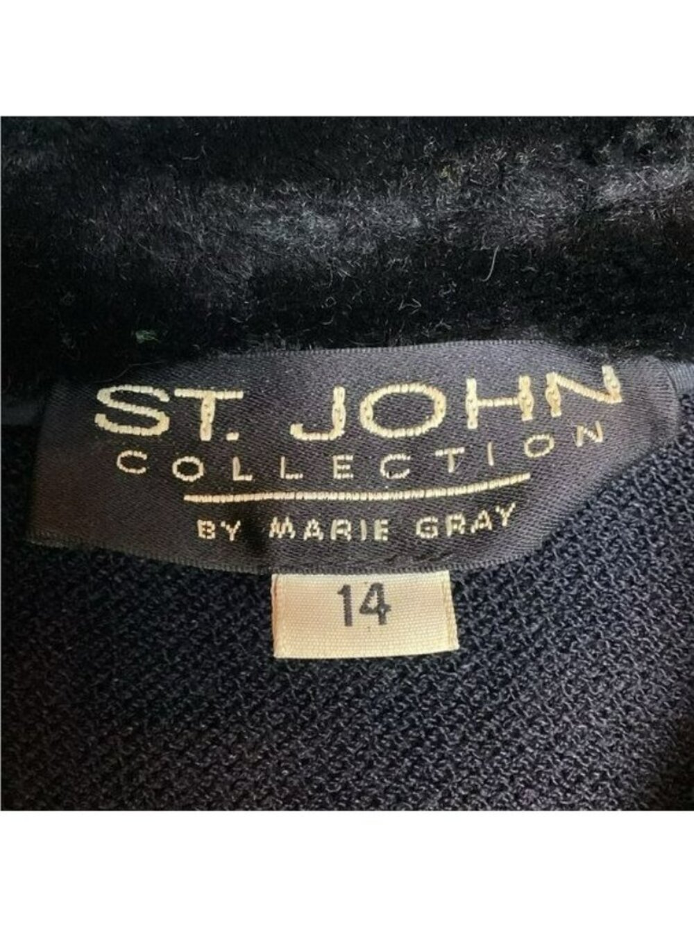 St. John Collection Womens Black Button-Up Jacket Size 14 With Faux Fur Collar & - Picture 13 of 15